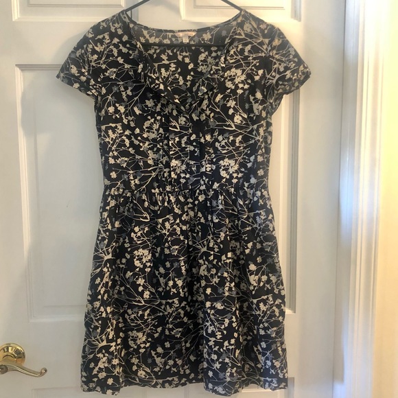 GAP Navy and white floral v-neck pleated dress with pockets Small - Picture 6 of 8